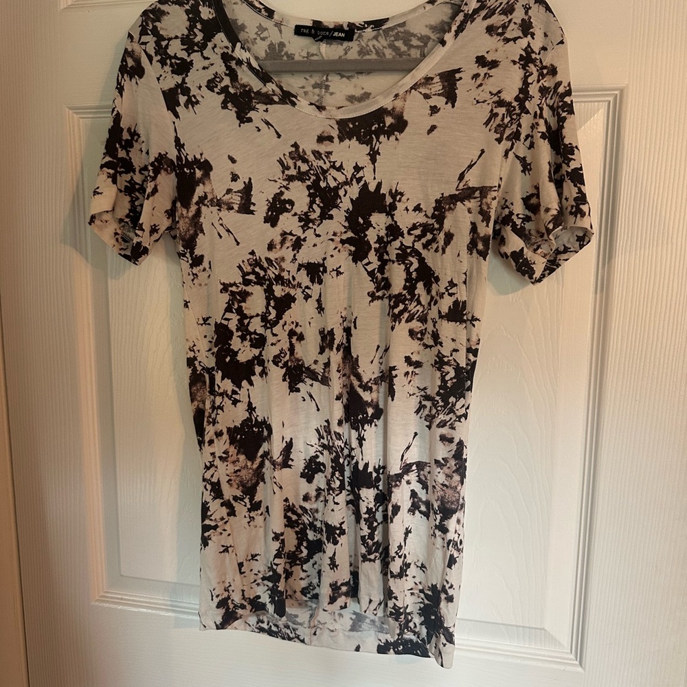 rag & bone Black and White Splatter Tee